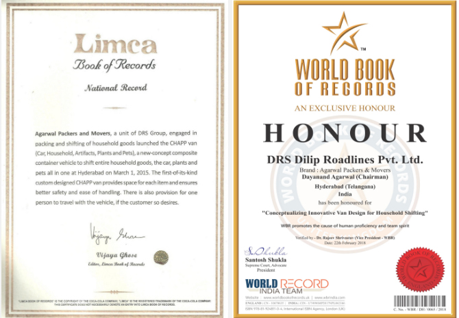 Limca Book of Records & World Book of Records - Agarwal Packers and Movers